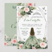 Sage Groen Blush Roze Prinses Quinceañera Kaart (Voorkant / Achterkant)
