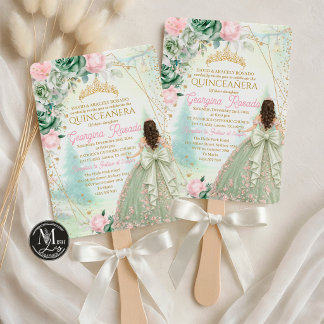 Sage Groen Blush Roze Whimsical Bos Quinceañera Kaart