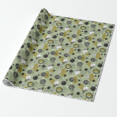 Sage Groen Boho Abstract Kerstmis Cadeaupapier (Uitgerold)