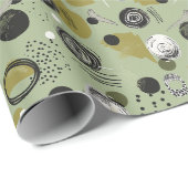Sage Groen Boho Abstract Kerstmis Cadeaupapier (Rol Hoek)