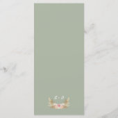 Sage groen Boho Bloemenbruiloft Flat Menu (Achterkant)