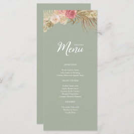 Sage groen Boho Bloemenbruiloft Flat Menu