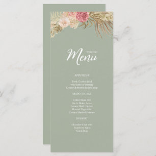 Sage groen Boho Bloemenbruiloft Flat Menu