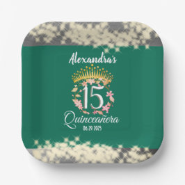 Sage Groen Boho Quinceañera Spaans Favor Papieren Bordje