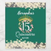 Sage Groen Boho Quinceañera Spaans Favor Wijn Etiket (Enkel label)