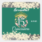 Sage Groen  Boho Quinceañera Spaans Vierkante Sticker (Voorkant)