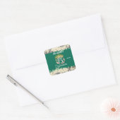 Sage Groen  Boho Quinceañera Spaans Vierkante Sticker (Envelop)