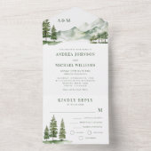 Sage Groen Bos Berg Rustieke Natuur Bruiloft All In One Uitnodiging (Binnen)