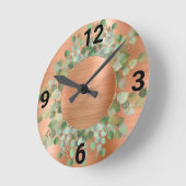 SAGE GROEN BOTANICAL COPPER WALL CLOCK RONDE KLOK (Hoek)