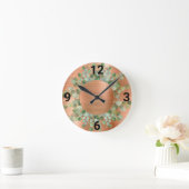 SAGE GROEN BOTANICAL COPPER WALL CLOCK RONDE KLOK (Huis)