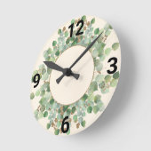SAGE GROEN BOTANICAL CREAM WALL CLOCK RONDE KLOK (Hoek)