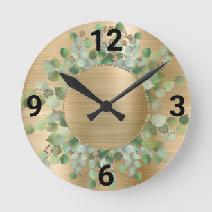 SAGE GROEN BOTANICAL GOLD WALL CLOCK RONDE KLOK
