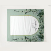 Sage Groen botanisch gebogen bruiloft foto achterg Wandkleed (Voorkant (horizontaal))