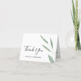 Sage groen botanische bruiloft dank u kaart