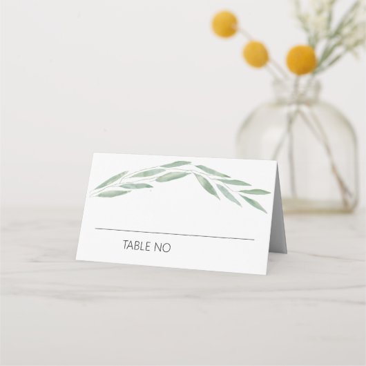 Sage groen botanische plaats kaarten, bruiloft plaatskaartje (Achterkant)