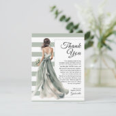 Sage Groen Bruids Strepen Stippen Bruidsbadfeest Bedankkaart (Staand voorkant)