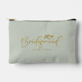 Sage Groen Bruidsmeisje Script Naam Cosmetische Gi Etui (Voorkant)