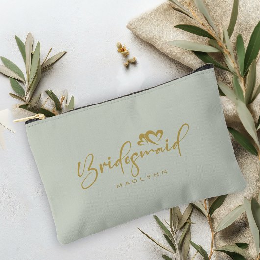 Sage Groen Bruidsmeisje Script Naam Cosmetische Gi Etui
