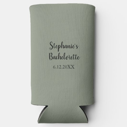 Sage Groen Bruiloft Bachelorette Naam Favor Gift Seltzer Blikjeskoeler (Voorkant)