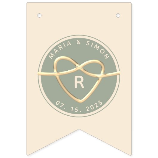 Sage Groen Bruiloft bunting banner (Eerste vlag)