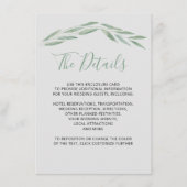 Sage groen bruiloft details Kaart, botanische encl Informatiekaartje (Voorkant)