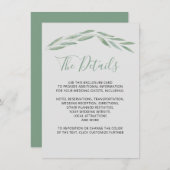 Sage groen bruiloft details Kaart, botanische encl Informatiekaartje (Voorkant / Achterkant)