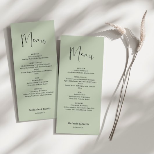 Sage Groen Bruiloft Flat Menu