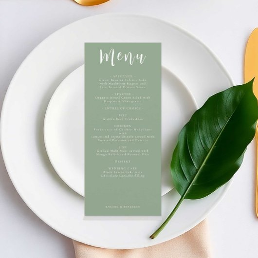 Sage Groen Bruiloft Menu Elegant Boho Eenvoudig