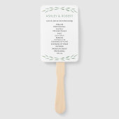 Sage groen bruiloft programma, botanische hand fan handwaaier (Voorkant)