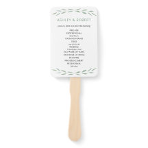 Sage groen bruiloft programma, botanische hand fan