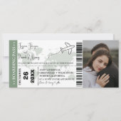 Sage groen Bruiloft uitnodiging Boarding pass tick (Voorkant)