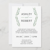 Sage groen bruiloft uitnodiging, Waterverf Kaart (Voorkant)