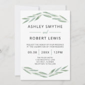 Sage groen bruiloft uitnodiging, Waterverf uitnodi Kaart (Voorkant)