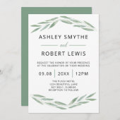 Sage groen bruiloft uitnodiging, Waterverf uitnodi Kaart (Voorkant / Achterkant)