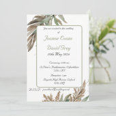 Sage groen, bruin blad spray ontwerp kaart (Staand voorkant)