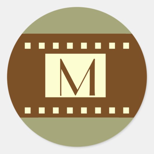 Sage Groen Bruin Crème Monogram Bruiloft Label (Voorkant)