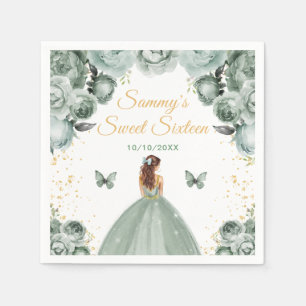 Sage Groen Bruin Haar Prinses Sweet Sixteen Servet