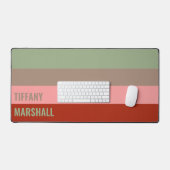 Sage Groen Bruin Roze Rode Strepen Patroonnaam Bureaumat (Keyboard & Muis)