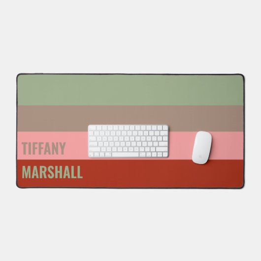 Sage Groen Bruin Roze Rode Strepen Patroonnaam Bureaumat (Keyboard & Muis)