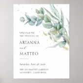 Sage Groen Budget Bruiloft Welkomstbord Poster (Voorkant)