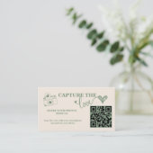 Sage Groen | Capture The Love Trouw QR Code Informatiekaartje (Staand voorkant)