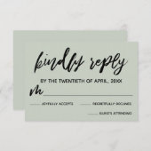 Sage Groen Casual Handschrift Bruiloft RSVP Kaartje (Voorkant / Achterkant)