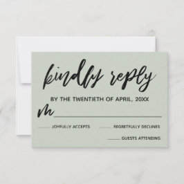 Sage Groen Casual Handschrift Bruiloft RSVP Kaartje