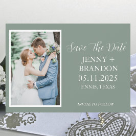 Sage Groen Casual Script Foto Romantisch Save The Date