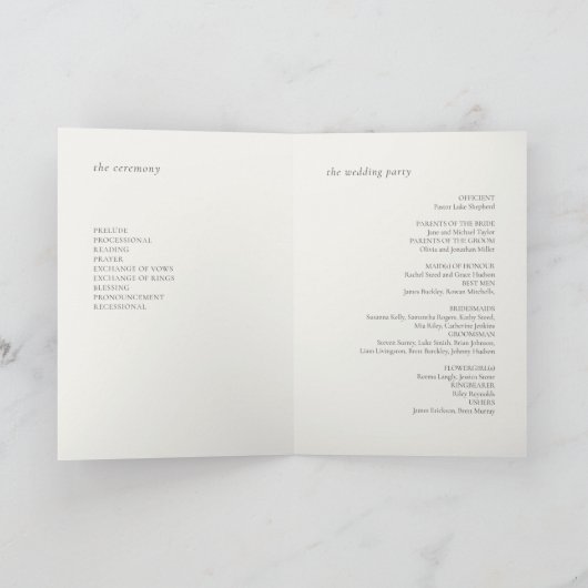 Sage Groen | Chic Bloem Bruiloftsprogramma Programma (Binnen)