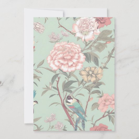 Sage Groen Chinoiserie Botanisch Vrijgezellenfeest Kaart (Achterkant)