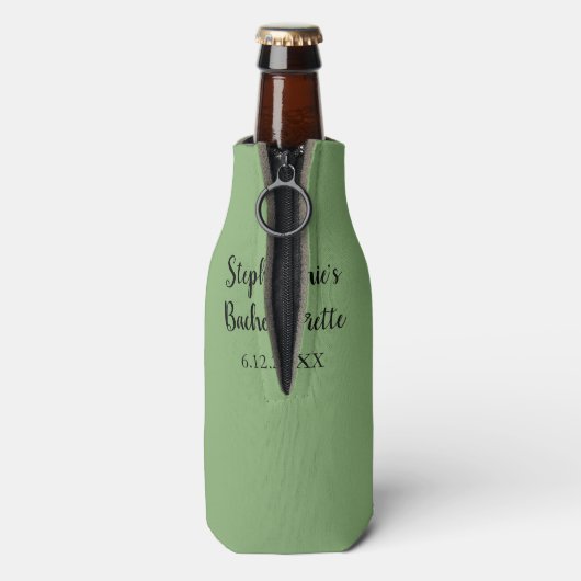 Sage Groen Classy Bruiloft Bachelorette Favor Gift Flesjeskoeler (Fles Achterkant)