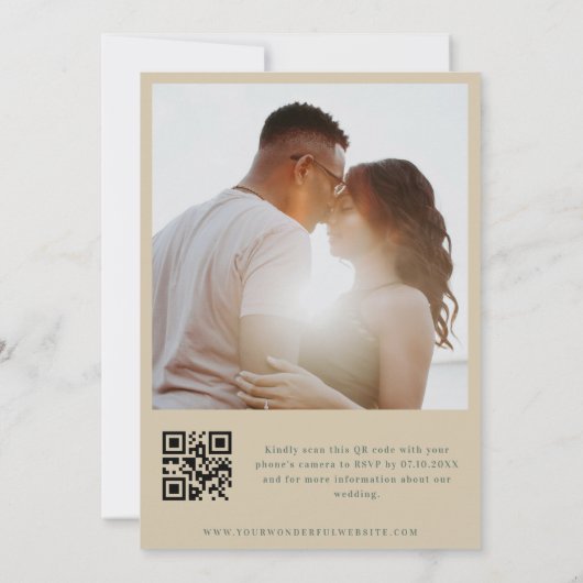 Sage Groen & Cream Vette Typografie QR Code Bruilo Kaart (Achterkant)