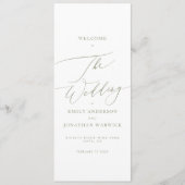 Sage Groen De Bruiloft Moderne Kalligrafie Bruilof Programmakaart (Voorkant)