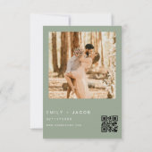 Sage Groen De Trouwfoto QR-code Elegant Kaart (Achterkant)